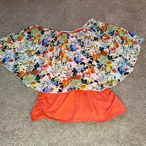 Carol Rose Floral Shirt with Orange Tank Attached